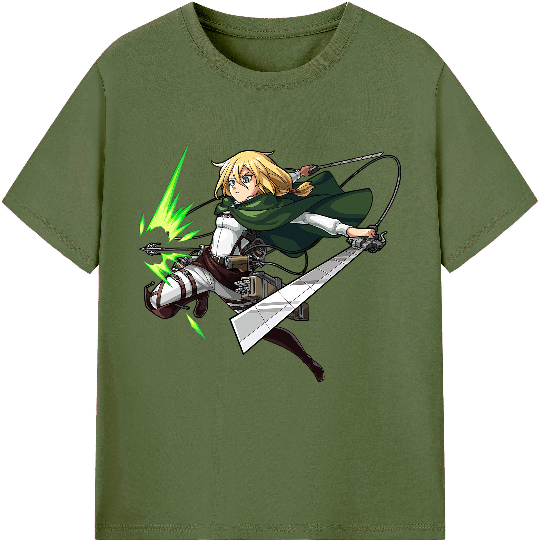（画像用） 進撃の巨人 クリスタ·レンズ Attack on Titan Christa Lenz 綿100％半袖Tシャツ（フロントプリント）